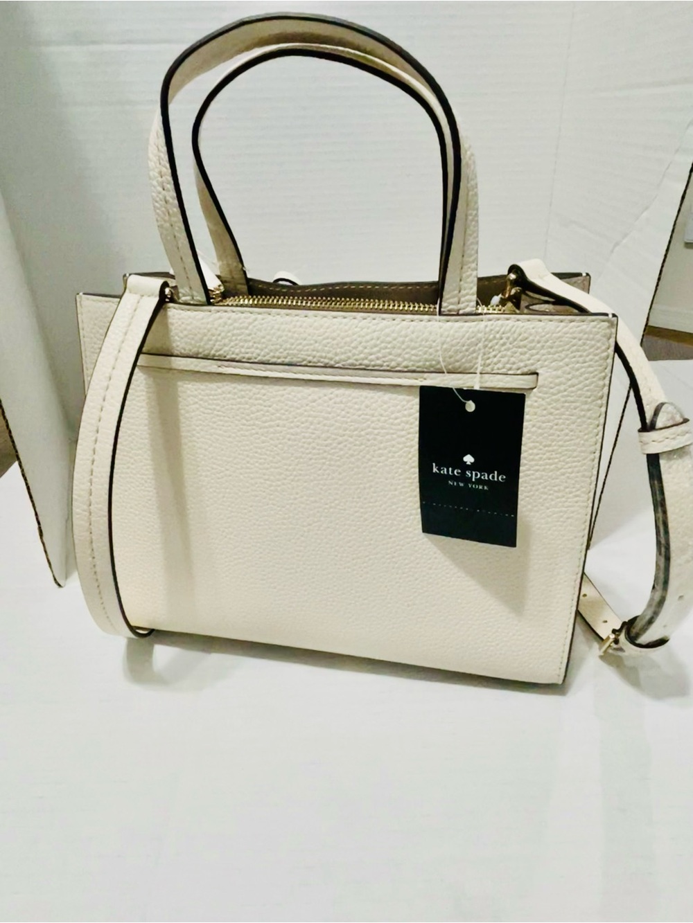 kate spade Cream Pebbled Leather Satchel with Tassel - Picture 7 of 7